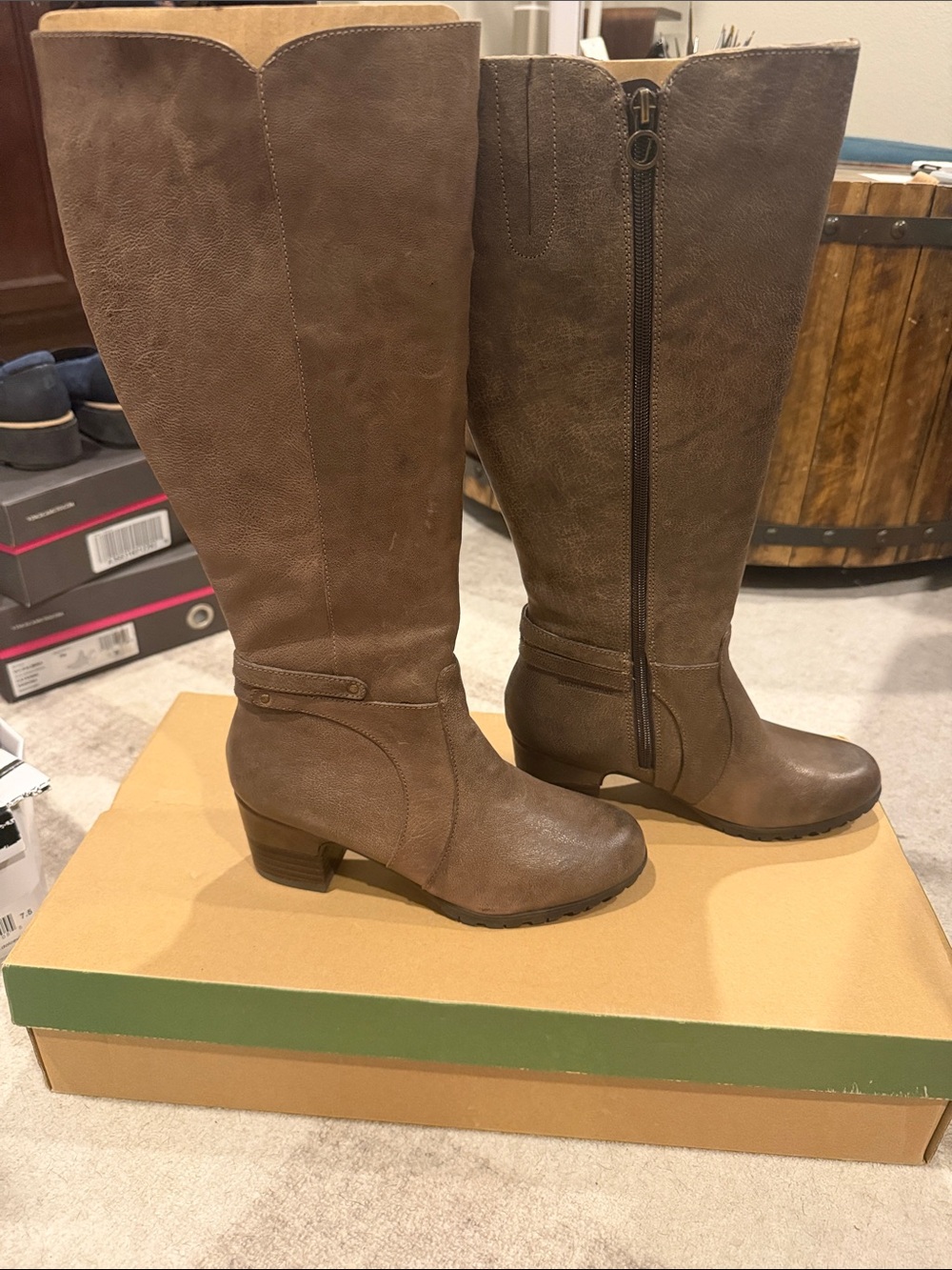 Jambu Over-the-Knee Tall Riding Boots in Taupe Brown